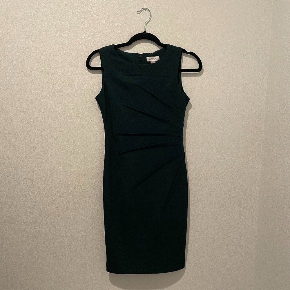 Calvin Klein Emerald Green Sleeveless Formal Starburst Dress Women Size 2 Petite